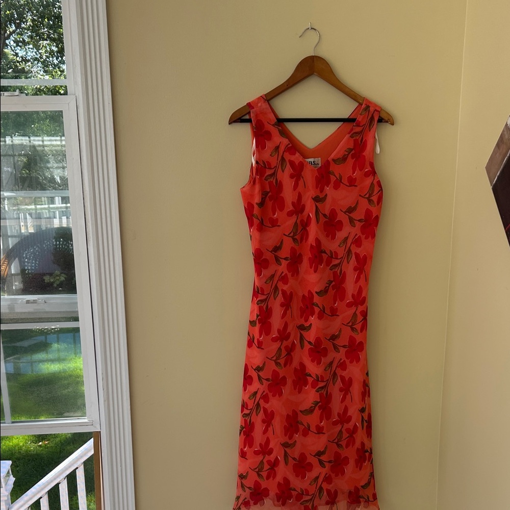 Floral Red Sleeveless Dress